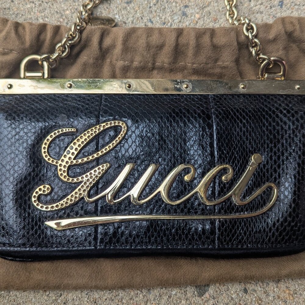 GUCCI | Python Hysteria Script Logo Clutch - image 1